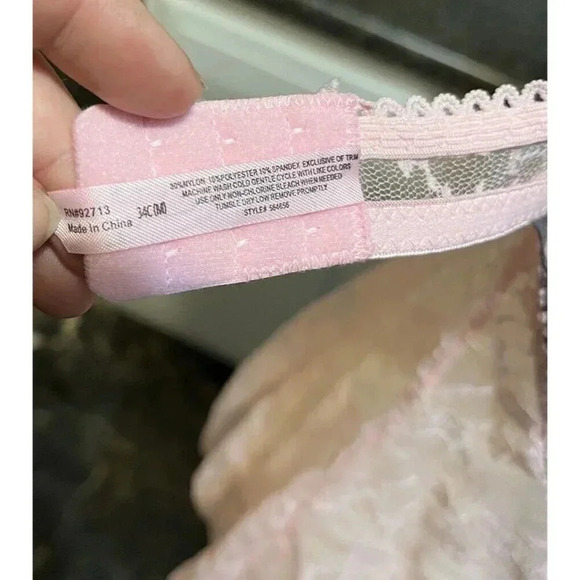 Native Intimates Women's 34C Cup Sexy Night Wear Sleep Wear Pink Lace with Gray - Picture 7 of 7